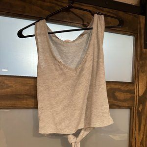 Rib Knit Tie Back Tank - M